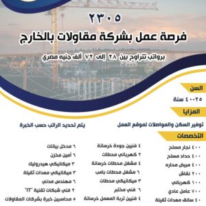 برواتب تبدأ من 28 ألف وتصل إلى 72 ألف جنيه مصري